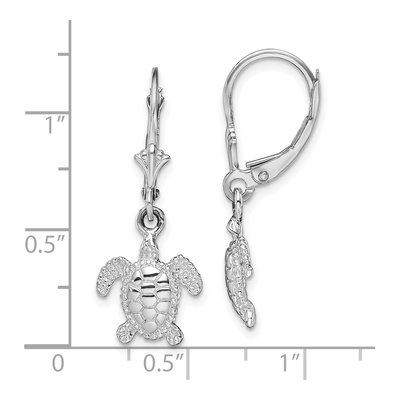 Sterling Silver Sea Turtle Leverback Earrings – view 5