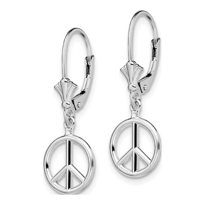 Sterling Silver 3D Peace Symbol Leverback Earrings – view 3