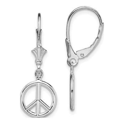 Sterling Silver 3D Peace Symbol Leverback Earrings