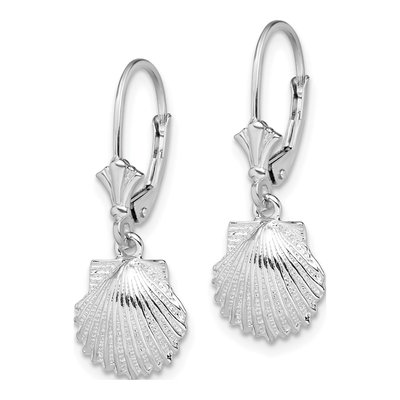 Sterling Silver Shell Leverback Earrings – view 3