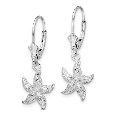 Sterling Silver Starfish Leverback Earrings – view 3