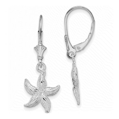 Sterling Silver Starfish Leverback Earrings