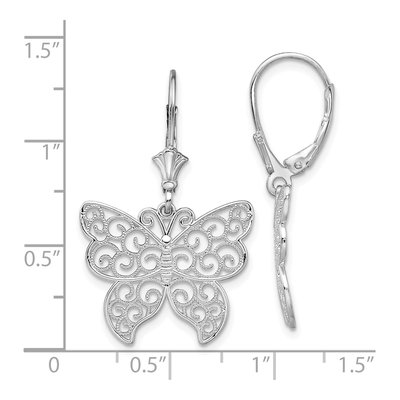 Sterling Silver Filigree Butterfly Leverback Earrings – view 5