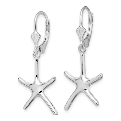 Sterling Silver Starfish Leverback Earrings – view 3