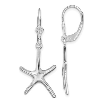 Sterling Silver Starfish Leverback Earrings