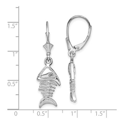 Sterling Silver 3D Fishbone Leverback Earrings – view 5