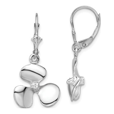 Sterling Silver 3D Propeller Leverback Earrings