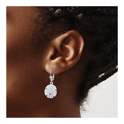 Sterling Silver Sand Dollar Leverback Earrings – view 4