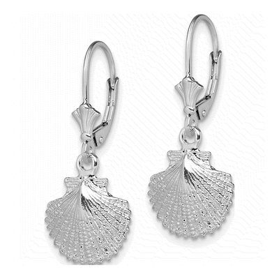 Sterling Silver Scallop Shell Leverback Earrings – view 3