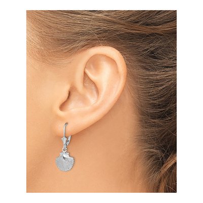 Sterling Silver Scallop Shell Leverback Earrings – view 4