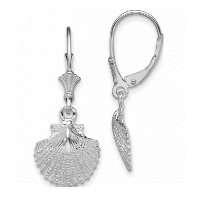 Sterling Silver Scallop Shell Leverback Earrings
