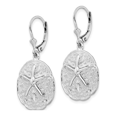 Sterling Silver Sand Dollar Starfish Leverback Earrings – view 3