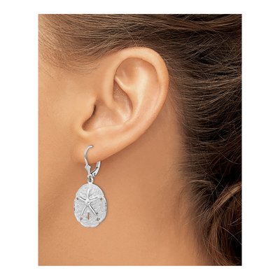 Sterling Silver Sand Dollar Starfish Leverback Earrings – view 4