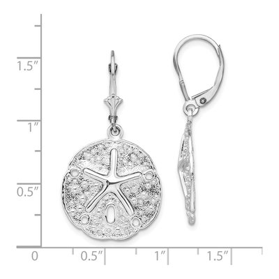Sterling Silver Sand Dollar Starfish Leverback Earrings – view 5
