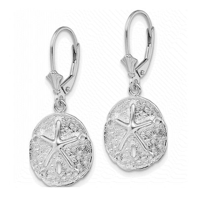 Sterling Silver Sand Dollar Starfish Leverback Earrings – view 3