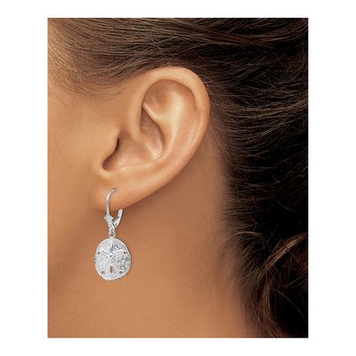 Sterling Silver Sand Dollar Starfish Leverback Earrings – view 4