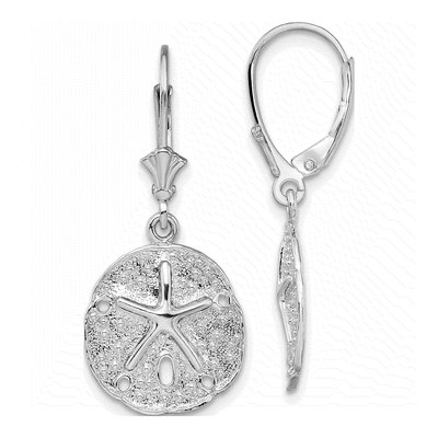 Sterling Silver Sand Dollar Starfish Leverback Earrings