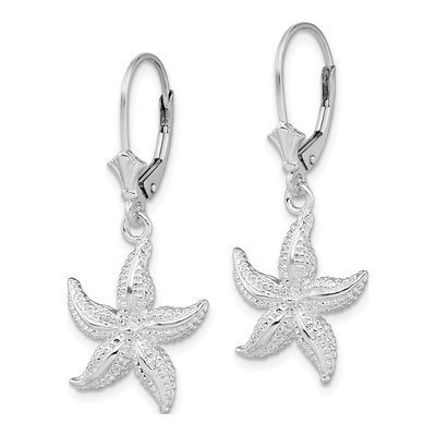 Sterling Silver Starfish Leverback Earrings – view 3
