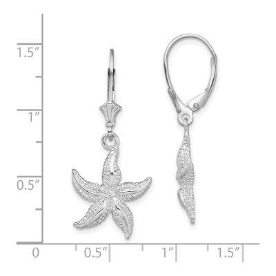 Sterling Silver Starfish Leverback Earrings – view 5