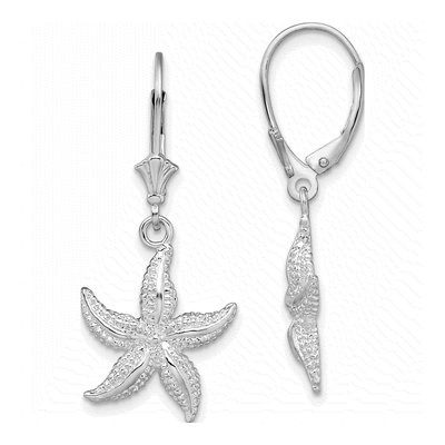 Sterling Silver Starfish Leverback Earrings