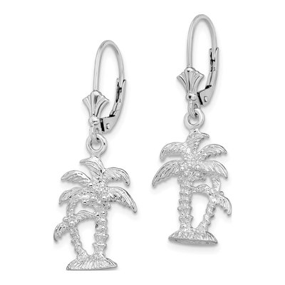 Sterling Silver Palm Tree Leverback Earrings – view 3
