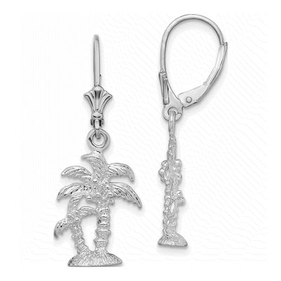 Sterling Silver Palm Tree Leverback Earrings