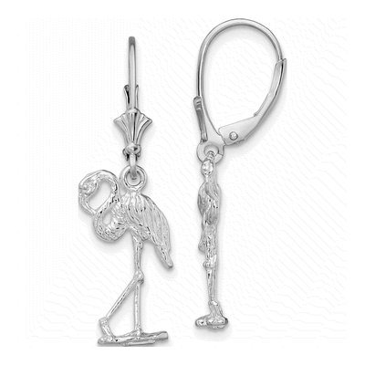 Sterling Silver Flamingo Leverback Earrings