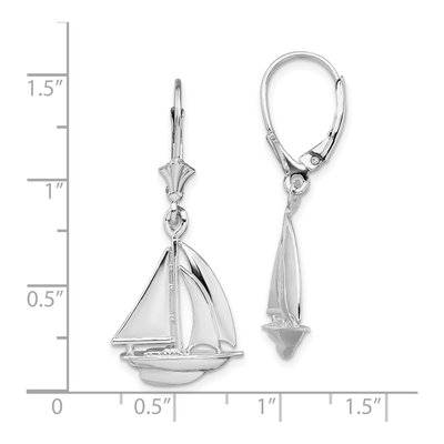 Sterling Silver Sailboat Leverback Earrings – view 5