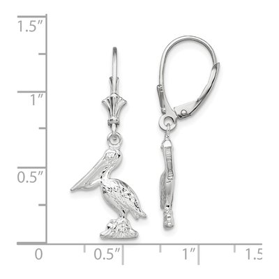 Sterling Silver 3D Pelican Leverback Earrings – view 5