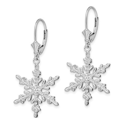 Sterling Silver Snowflake Leverback Earrings – view 3