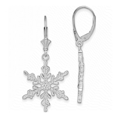 Sterling Silver Snowflake Leverback Earrings