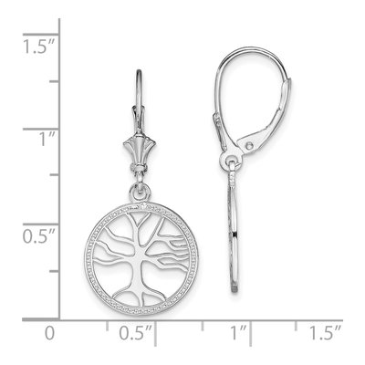 Sterling Silver Tree of Life Leverback Earrings – view 5