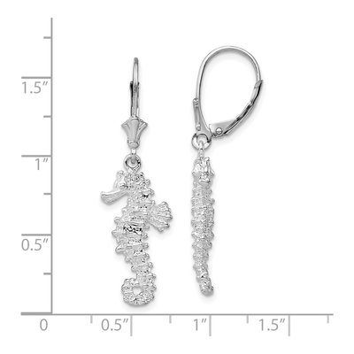 Sterling Silver 3D Seahorse Leverback Earrings – view 5
