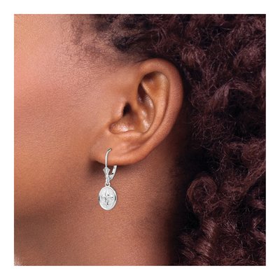 Sterling Silver Fleur de Lis Leverback Earrings – view 4