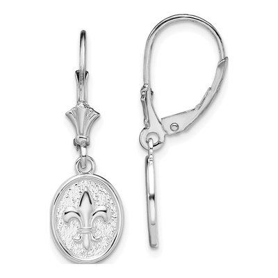 Sterling Silver Fleur de Lis Leverback Earrings