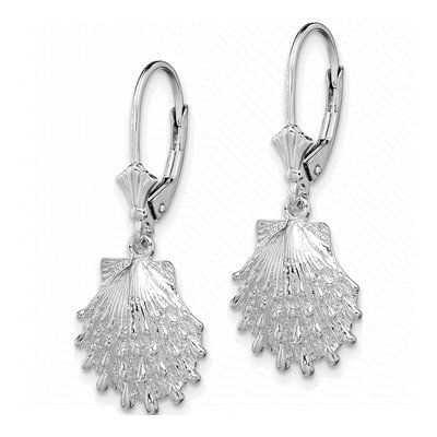 Sterling Silver Lions Paw Shell Leverback Earrings – view 3