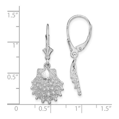 Sterling Silver Lions Paw Shell Leverback Earrings – view 5
