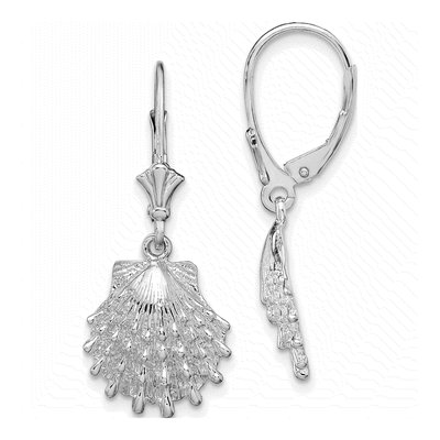 Sterling Silver Lions Paw Shell Leverback Earrings