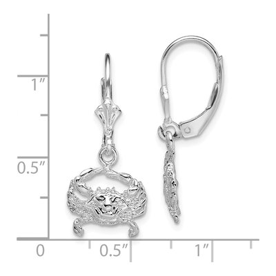 Sterling Silver Blue Crab Leverback Earrings – view 5