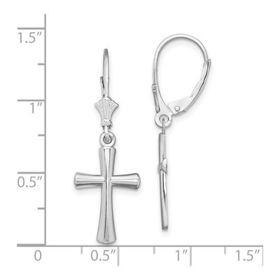 Sterling Silver Latin Cross Leverback Earrings – view 5
