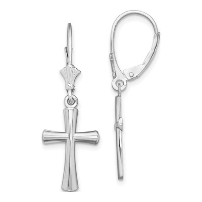 Sterling Silver Latin Cross Leverback Earrings