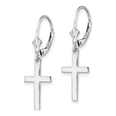 Sterling Silver Latin Cross Leverback Earrings – view 3