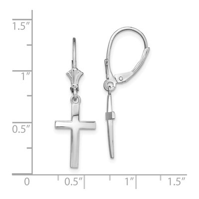 Sterling Silver Latin Cross Leverback Earrings – view 5