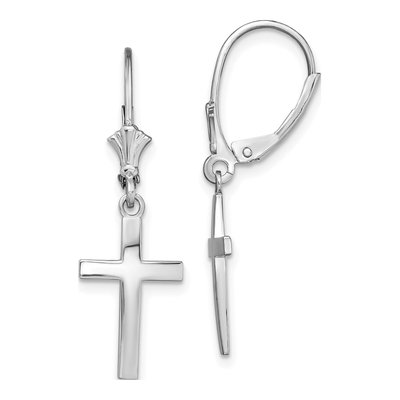 Sterling Silver Latin Cross Leverback Earrings