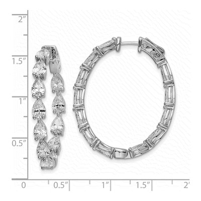 Sterling Silver 38mm CZ Inside-Out Oval Hoop Earrings – view 5