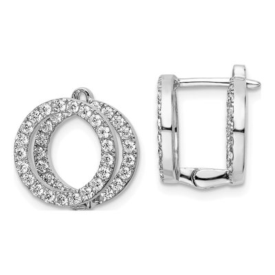 Sterling Silver 15mm CZ Huggie Hoop Earrings