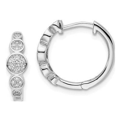 Sterling Silver 16mm CZ Pave Hoop Earrings