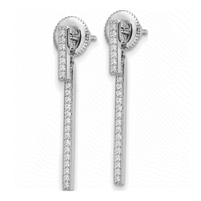 Sterling Silver CZ Bar Dangle Earrings – view 3