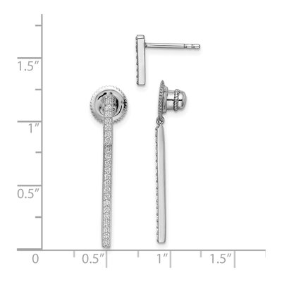 Sterling Silver CZ Bar Dangle Earrings – view 5