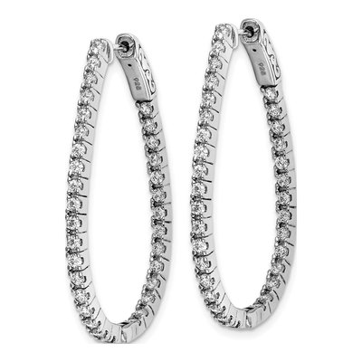 Sterling Silver 38mm CZ Inside-Out Oval Hoop Earrings – view 3